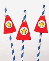 Roobee Superhero Party Cape Straws, 24 count