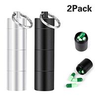 2 Pack Portable Pill Cases Stainless Pocket Pill Boxes Keychain for Purse for Travel 3 Compartment Waterproof Daily Pill Container Holder