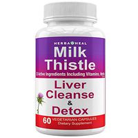 Liver Detox Milk Thistle Capsules 1500mg Liver Cleanse 30-Day Repair Formula Dandelion Detoxifier & Regenerator Supplement Active Liver Focus Support & Rescue, Silymarin Beet Root Extract, Tea Powder