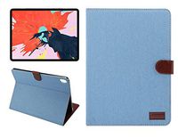 Hulorry iPad pro 11 Case, Fashion Denim Design Lightweight Multifunction Business Tablet Case for Women, Protector Shockproof Cover for iPad pro 11 inch 2018 (Sky Blue)