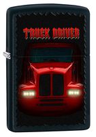 Zippo Custom Lighter: Truck Driver Headlights - Black Matte 78477