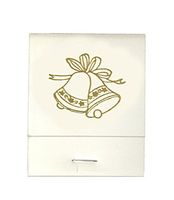 50 White Imprinted Bells Matches Matchbooks Wedding, Anniversary, Birthday, Party, Your Choice of Color of Print