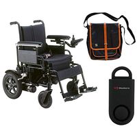 Drive Cirrus Plus EC Folding Power Wheelchair, 16" Seat & Free 130 dB Silver Personal Safety Alarm/Siren! + Black Medical Utility Bag with Trim!