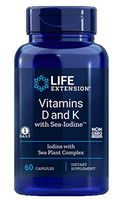 Life Extension Vitamins D and K with Sea-iodine,60 Capsules x 2