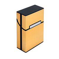 BCHZ Metal Cigarette Box Aluminum Holder Pocket Tobacco Cigar Storage Case Black (Gold)