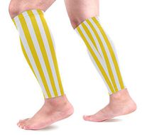 KEAKIA Yellow Striped Calf Compression Sleeves Shin Splint Support Leg Protectors Calf Pain Relief for Running, Cycling, Travel, Sports for Men Women (1 Pair)