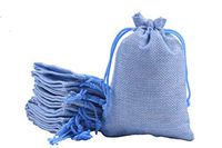 Sansam 25pcs 13.0x17.0cm/5.2''x6.8'' Sky Blue Color Drawstring and Lining Burlap Bags,Hemp/Hessian Bags, Jewelry Pouches, Wedding Favors, Jewelry Packing, Gift Bags