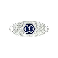 Divoti Custom Engraved 316L Elegant Olive Medical ID Tag for Interchangeable (Vertically Connect) Medical ID Bracelet - Deep Blue