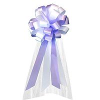 White and Lavender Pull Bows with Tulle Tails - 8" Wide, Set of 6, Wedding Pew Bows, Aisle Decor, Reception, Anniversary, Birthday, Valentine's Day, School Dance, Classroom, Office Fundraiser
