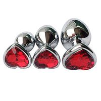 WENWING 3PCS Amal Beads Crystal Jewelry Heart Shaped Rhinestone Amal Plug for Couples Shower Enema Six Toys