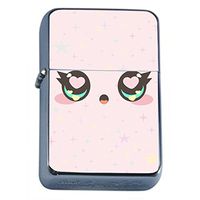 Cute Wonder Face Flip Top Dual Torch Em1 Smoking Cigarette Silver Refillable Dual Flame