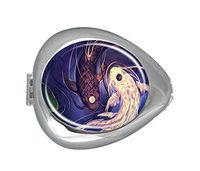 Koi Fish Ying Yang Pond Custom Silver Oval Pill Box Pocket Purse Pill Case Medical Tablet Holder Weekly Pill Organizer Decoration Box Wallet