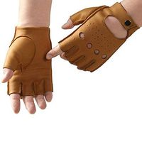 CML Home Outdoor Leather Sports Gloves Gym Driving Wear-Resistant Leather Gloves Motorcycle Motorcycle Half Finger Gloves Outdoor Sports Equipment Male Yellow (Pair) (Size : L)