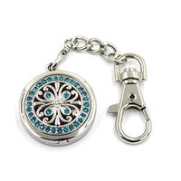 Aromatherapy Essential Oil Diffuser Perfume Floating Charm Magnetic Closure Locket Pendant Key Ring Keychain with Clip Hook Hung on Handbag Backpack Comes with 6 Color Refill Pads (crystal -5)