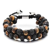 Yushitong Tiger Eye Lava Rock Essential Oil Bracelet Adjustable Beads Bracelet Lava Rock Stone Bracelet Perfume Diffuser Bracelet for Men