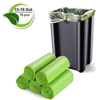 Biodegradable Trash Bags, 13-15 Gallon Recyclable Trash bags Compostable Garbage Bags 1.18Mil Recycled Waste Bags Unscented Rubbish Can Liners for Kitchen Garden Home (75 Count, Green)