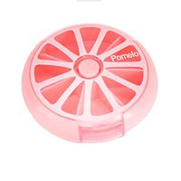7-Day Colored Portable Pill Organizer,Weekly Pills Container Daily Travel Pill Case Medicine Vitamin Box Small Round Rotation Plastic Compact Pill Planner Case for Pocket Purse (Pomelo)