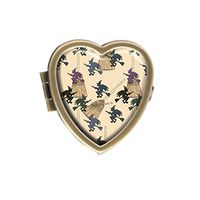 Luxcase Witches on Broomsticks Custom Fashion Heart Bronze Pill Box Pocket Medical Box Decorative Box Or Wallet