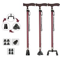 Multi-Functional Cane, for Elderly Retractable Crutches, Lightweight Walking Stick Three-Corner Anti-Skid, with Aluminium Camping Hiking Pole