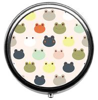 TaiGe Cute Colorful Frog Pill Box/Pill case-Round Pill Box/case- Three-Compartment Pill Box/Pill case