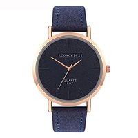 Fxbar Women Simple Quartz Analog Watch Comfortable Pu Leather Watches Durable Waterproof Minimalist Wrist Watch (Blue)