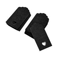 HUAhuako Tags, DIY Card Wave Edge Hollow Heart Blank Hanging Tags for Wedding Party 100Pcs Black