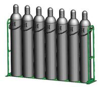 FWF Oxygen Vertical Warehouse Rack for 7 (H OR T Style) CYLINDERS Diameter of 9" Made in USA