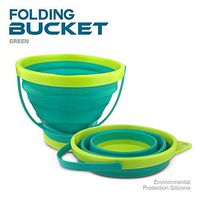 DT Toys Collapsible Bucket Silicone Foldable Pail 2.5 Liter, Sand Beach Pail for Kids (New Green)