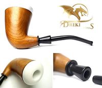 Dreki Pipes Rosewood Smoking Pipe – Natural, Handmade Tobacco Pipe for Smoking and Collecting – Stylish, Filterless Wooden Pipe with Removable Porcelain Bowl – 7.2 x 4 in. Calabash Pipe Dracarys