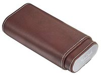 Personalized Visol Kenton Three Cigar Brown Leather Cigar Case with Free Laser Engraving ([C] Two Lines)