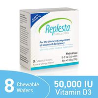 Replesta 50,000 IU Vitamin D3 Cholecalciferol Vitamin D Deficiency Once-Weekly Chewable Wafer, Non-GMO, Natural Orange Flavor, 8 Pack
