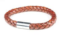 Suki PRO Braided Leather Magnet Therapy Bracelet -8mm (5/16") Light Brown
