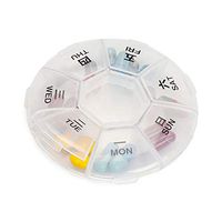 Pill Organizer, INVODA Pill Case7 Day Transparent Pill Box Weekly Pill Planner Remark from Sunday to Saturday Pill Container with7 Compartments (1 Pack)