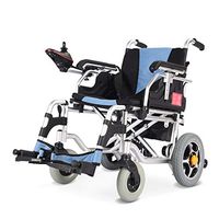 Hong Tai Yang XF Electric Wheelchair, Aluminum Alloy Lightweight Folding Heavy Transport Chair, Anti-backover Comfortable High Back Storage Bag, Air Travel Compatible Armchairs (Color : Blue)