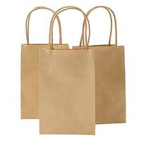 Road 5.25x3.25x8 Inches 50pcs Kraft Brown Paper Bags with Handle, Retail Shopping Bag, Craft Paper Bag, Merchandise Bag, Gift, Party Bag