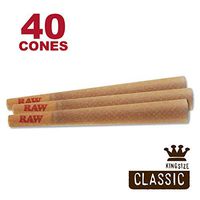 RAW 40 Classic King Size Cones - W Gallery Scoop Sticker - Discreet Box - Pure Hemp 109mm Pre Rolled Cones - 26mm Filter Tips - Natural Brown Unbleached Unrefined Rolling Papers - Bulk Pack Bundle