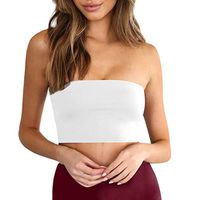 general3 Women Sexy Tank Tops Wild Style Solid Off Shoulder Strapless Bra Backless Vest Crop Top(White,Large)