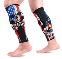 LEVEIS Cafe Racer American Flag Skull Calf Compression Sleeves 1 Pair, Leg Performance Support for Shin Splint Calf Pain Relief Men & Women Guards Sleeves for Running Cycling