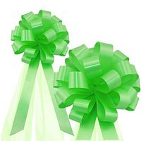Lime Green Wedding Pull Bows with Tulle Tails - 8" Wide, Set of 6, Easter, Spring, Birthday, St. Patrick's Day