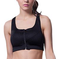 Theoylos Women's Zip Front Sports Bra Push Up Beauty Back Bra Ladies Seamless Bralette Extra-Elastic Fitness Yoga Bra Black