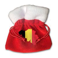 NRIEG Flag Map of Belgium Christmas Candy Bags Santa Claus Gift Treat Sacks with Drawstring Xmas Stocking Ornaments Decor Handbag