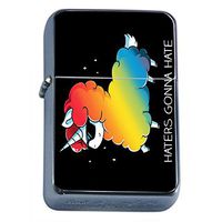 Haters Unicorn Flip Top Oil Lighter Em1 Smoking Cigarette Silver Case Included