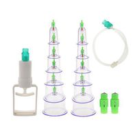 dailymall 12x Clear Vacuum Cupping Set Acupuncture Apparatus Suction Pump Kit
