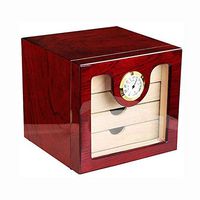 Kylin-u Cigar Humidor Gaoduan Spanish Cedar Cigars Humidor Box Cube Three Layer Inderpendent Partition with Humidifier and Hygrometer for 80-100 Cigars