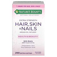 Nature's Bounty Hair Skin and Nails 5000 mcg of Biotin - 250 Coated Tablets Regular & Extra Strength (Extra Strength, Two Bottles each of 250 Softgels)