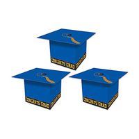 Beistle Party Decoration Accessory Grad Cap Favor Boxes Blue 3 1/4" X 3 1/4" 3 Count Pack Of 12