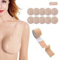 Boob Tape and 10 Pcs Backless Nipple Cover Set, Breathable Breast Lift Tape Medical Grade Athletic Tape with Breast Petals Disposable Adhesive Bra for A-E Cup Large Breast…