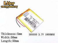 3.7V 1800mAh 505050 Lithium Polymer Ion Rechargeable Battery Lithium Polymer Li-Po Battery for MP4 GPS MP3 Bluetooth Stereo DIY Gift