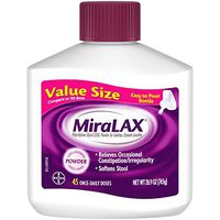 MiraLAX Laxative Powder for Gentle Constipation Relief, #1 Dr. Recommended Brand, 45 Dose Polyethylene Glycol 3350, stimulant-free, softens stool