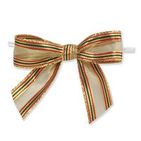 Weststone 50pcs Christmas Metallic Ribbon Bows 3 1/2" Span x 2" Tail, Ribbon Width 1", Pre-Tied Bows or Self-Adhesive Bows